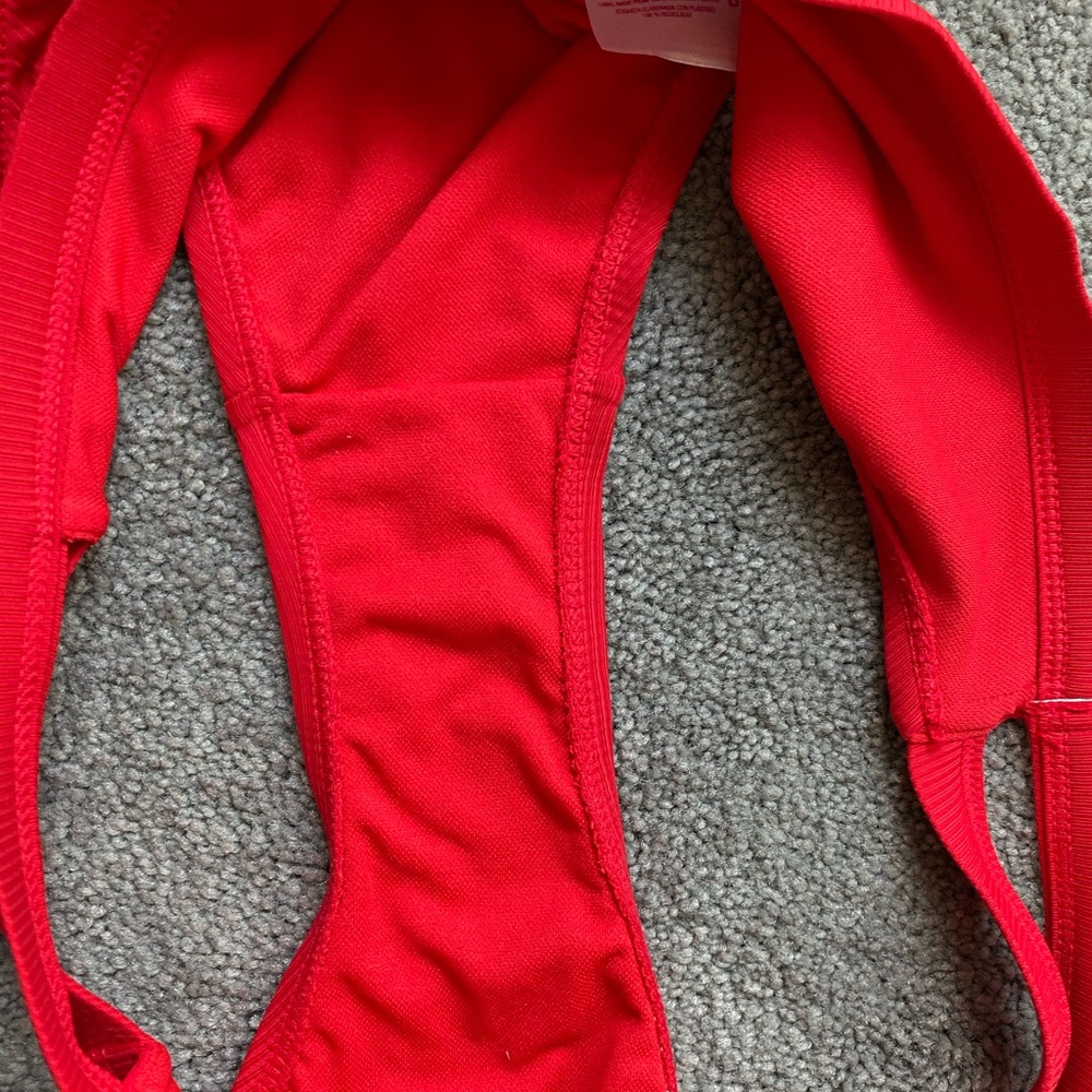 Red Ribber Cheeky Bikini Bottom - Picture 4 of 5